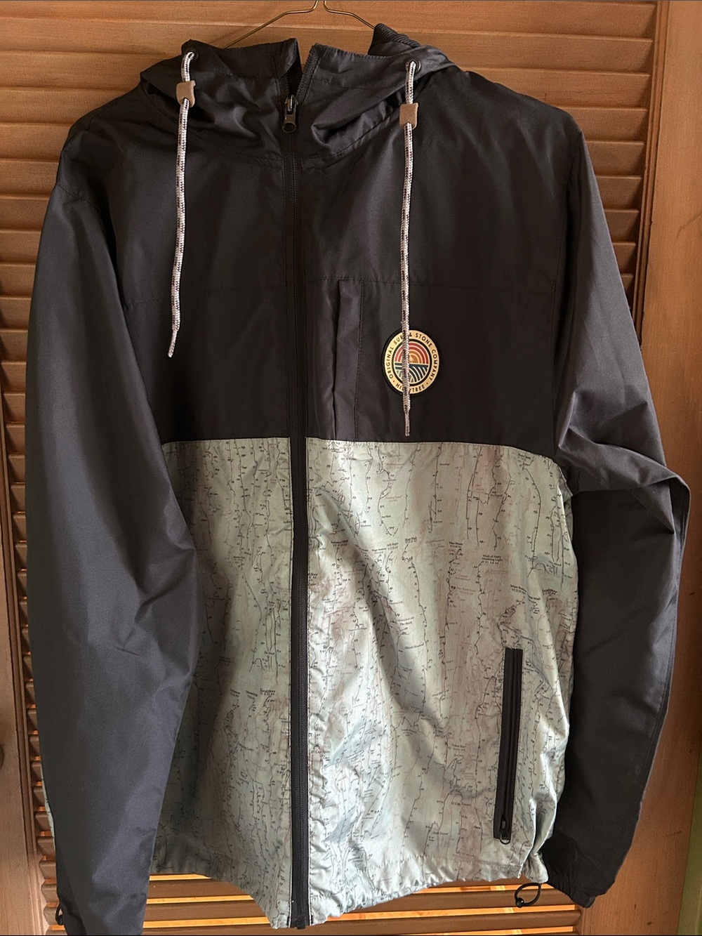 Men's Black and green Hippy Tree Windbreaker Jacket with Hood